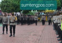 AKBP Horas Tua Silalahi Pimpin Apel Gelar Pergeseran Pasukan Dalam Rangka Pengamanan PSU