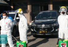 Polres Padangsidimpuan Laksanakan Penyemprotan Disinfektan Serentak Se-Sumut
