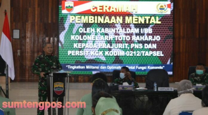 Tingkatkan Mental Prajurit, PNS Dan Ibu Persit, Kodim 0212/Tapsel Gelar Kegiatan Bintal
