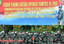 Satgas Operasi Pamtas RI-PNG dari Yonif 611/AWL Diserah Terimakan Kepada Yonif 123/RW
