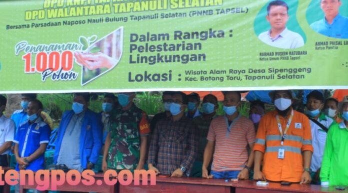 PNNB Tapsel, KNPI, Walantara Tapsel dan PT Agincourt Resouces Penanaman 1000 Pohon Dalam Rangka Pelestarian Lingkungan di Wisata Alam Raya