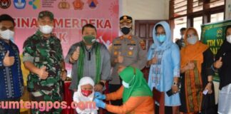 Kick Off Vaksinasi Covid-19 Anak Usia 6 – 11 Tahun, Dandim 0212/Tapsel Bersama Forkopimda Tinjau Pelaksanaannya