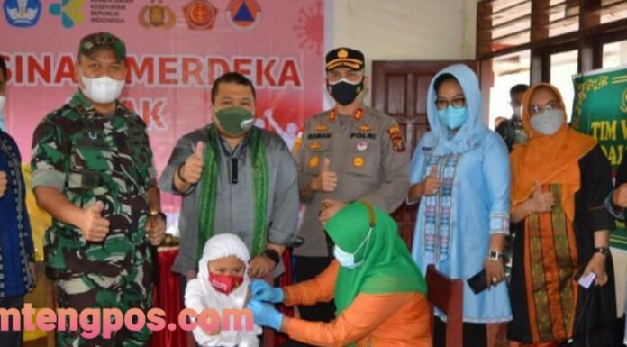 Kick Off Vaksinasi Covid-19 Anak Usia 6 – 11 Tahun, Dandim 0212/Tapsel Bersama Forkopimda Tinjau Pelaksanaannya
