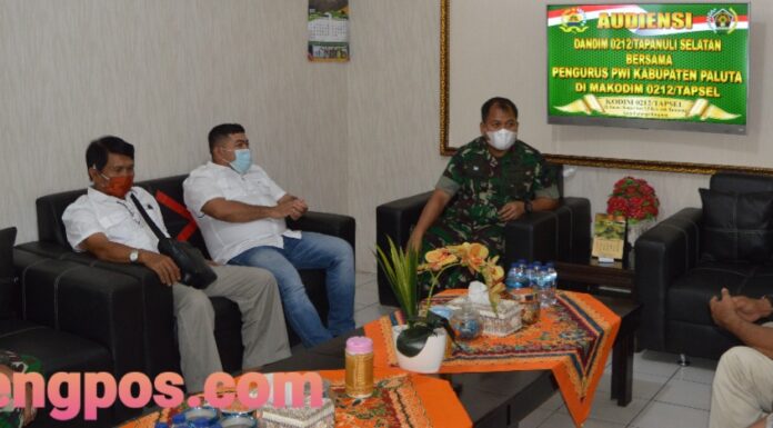 Dandim 0212/Tapsel Terima Audiensi Ketua PWI Kab. Paluta
