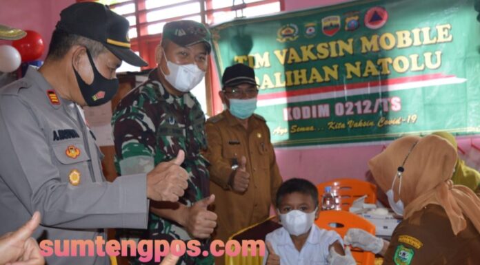 Tinjau Vaksinasi Anak Usia 6-11 Tahun, Dandim 0212/Tapsel Harap Anak Terlindungi Covid-19