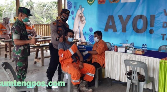 Vaksinasi dosis III (Booster) Untuk Karyawan dan Keluarga Karyawan PT AR Batangtoru,Kapolsek Batangtoru” Vaksinasi Berjalan Aman dan Lancar