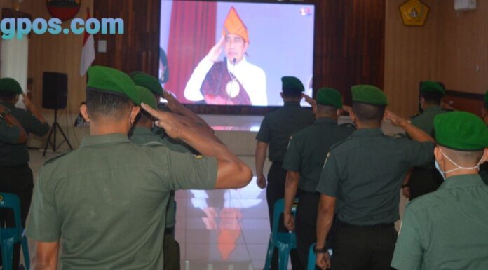 Kodim 0212/Tapsel Ikuti Upacara Virtual Hari Lahir Pancasila